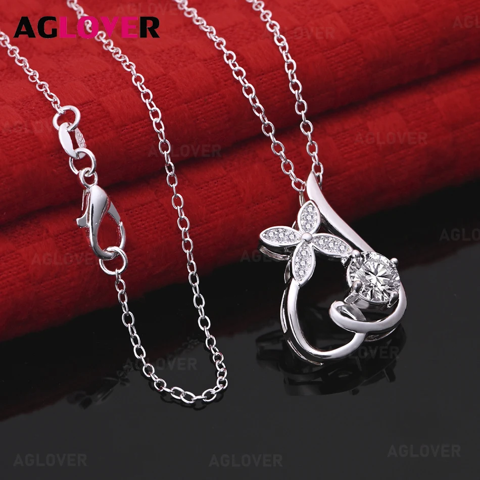 AGLOVER 925 Sterling Silver Zircon Heart-Shaped Flower Pendant Necklace Daily Accessories Women'S Simple And Elegant Jewelry
AGLOVER 925 Sterling Silver Zircon Heart-Shaped Flower Pendant Necklace Daily Accessories Women'S Simple And Elegant Jewelry