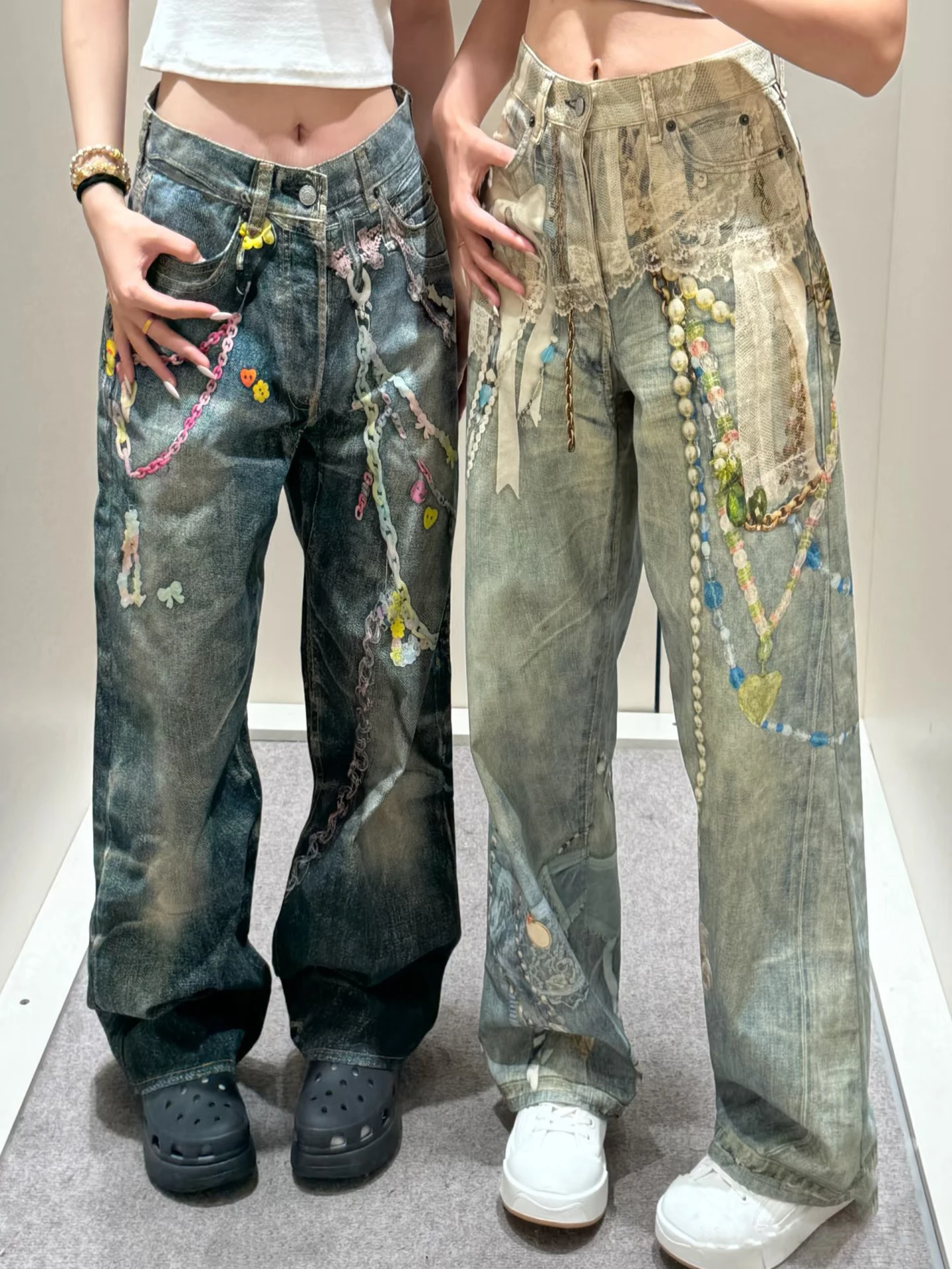 Digital Printing Candy Chain 3D Printed Lace Pearl Straight Leg Jeans Casual mid Waist Zipper Fly Summer Jeans Trendy Loose Fit
Digital Printing Candy Chain 3D Printed Lace Pearl Straight Leg Jeans Casual mid Waist Zipper Fly Summer Jeans Trendy Loose Fit