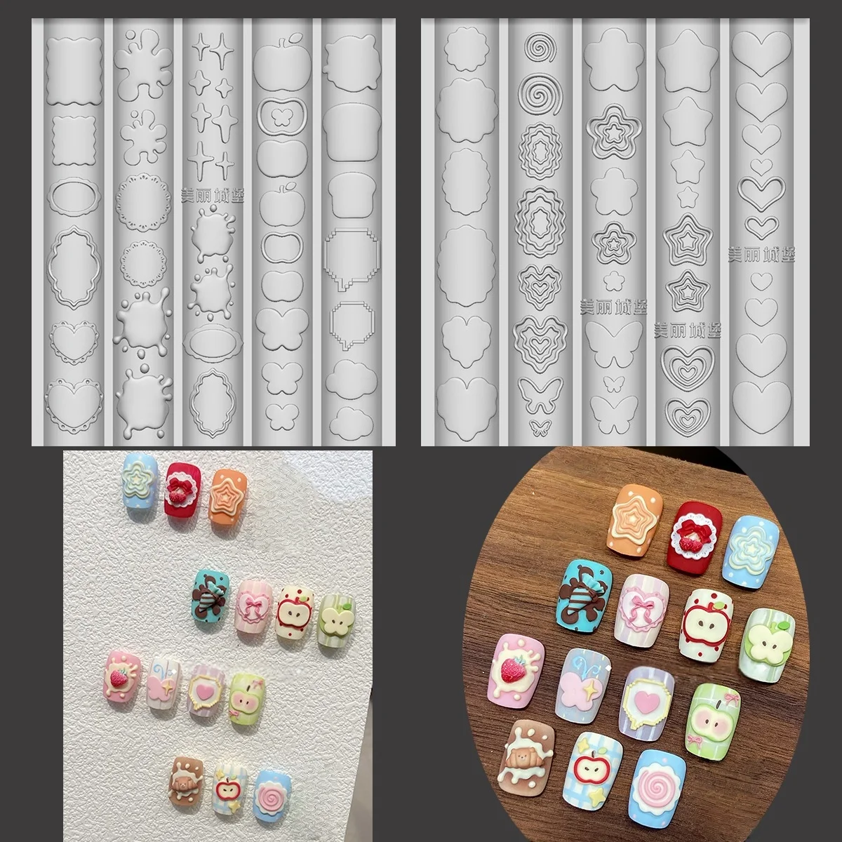 Cute Photo Frame Apple Cream Puppy Heart Butterfly Star Cloud Nail Art Stamping Carved Silicone Mold DIY Template Stencils Tools
Cute Photo Frame Apple Cream Puppy Heart Butterfly Star Cloud Nail Art Stamping Carved Silicone Mold DIY Template Stencils Tools