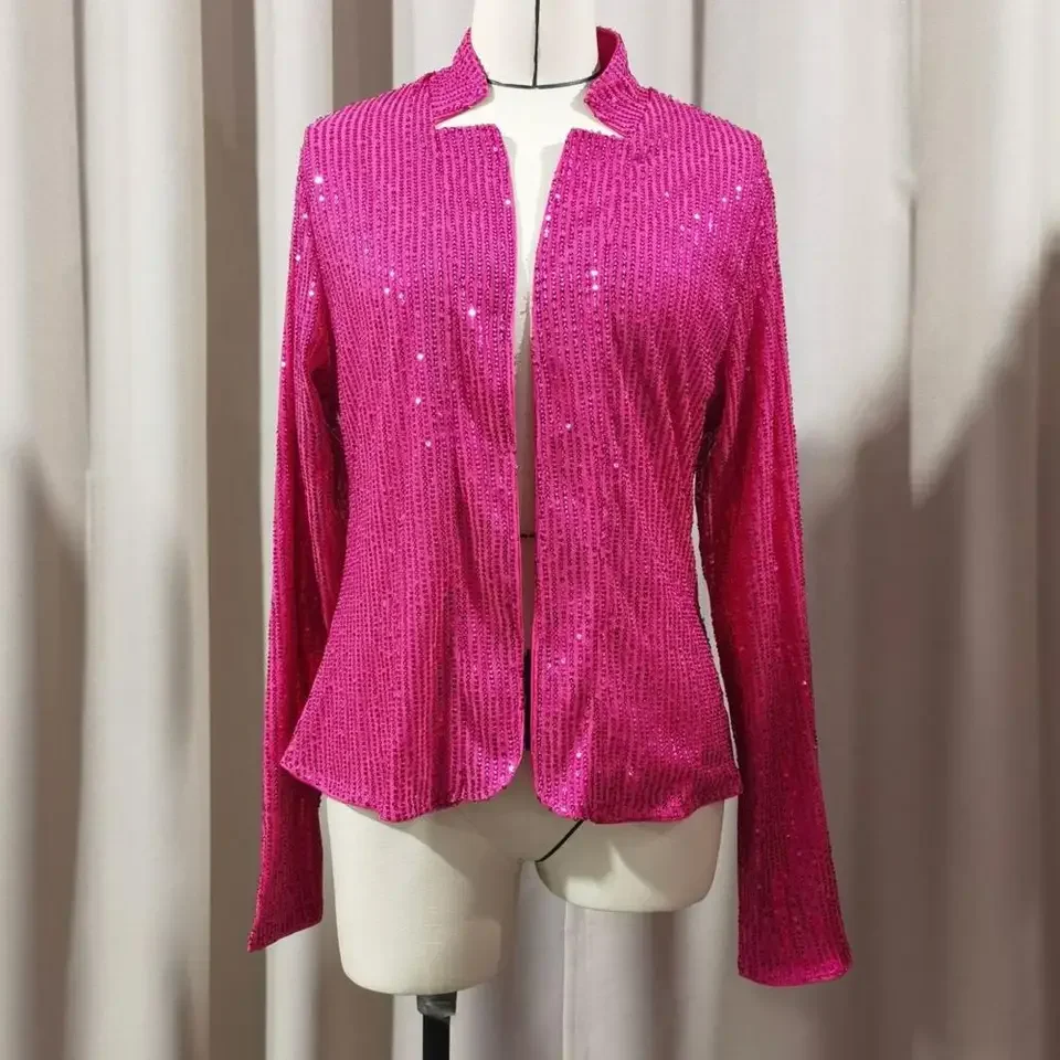 Sequin Suit Coat Pure Color Coat Elegant Glitter Sequin Women's Suit Coat With Long Sleeve For Autumn Outerwear
Sequin Suit Coat Pure Color Coat Elegant Glitter Sequin Women's Suit Coat With Long Sleeve For Autumn Outerwear
