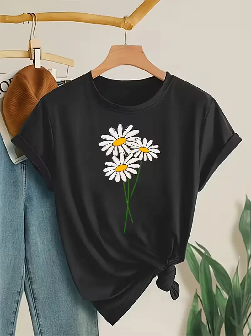 Plus size women's short sleeve T-shirt Daisy Flower With Credit Card breathable fabric summer outfits women's clothing
Plus size women's short sleeve T-shirt Daisy Flower With Credit Card breathable fabric summer outfits women's clothing