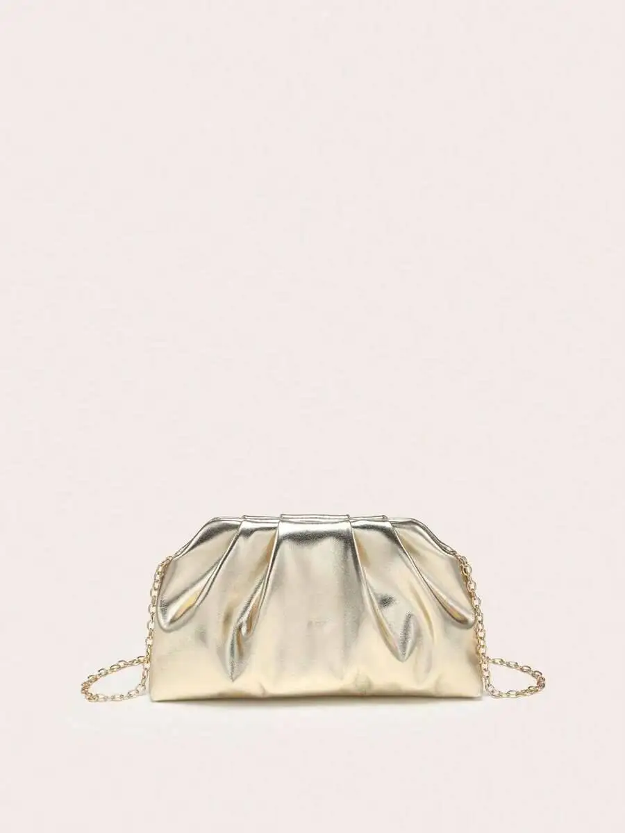 Women's Crossbody Bag, Square Gold-Tone Shape, Wrinkled PU Texture, Lightweight & Fashionable, Metal Chain Strap, Suitable For
Women's Crossbody Bag, Square Gold-Tone Shape, Wrinkled PU Texture, Lightweight & Fashionable, Metal Chain Strap, Suitable For