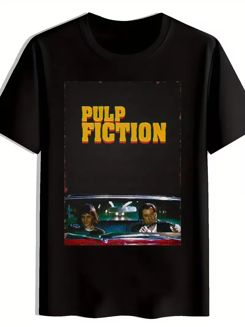 Men's Black 'Pulp Fiction' Graphic T-Shirt - Casual Crew Neck, Short Sleeve, Sum
Men's Black 'Pulp Fiction' Graphic T-Shirt - Casual Crew Neck, Short Sleeve, Sum