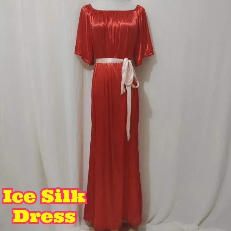 Women Ice Silk Solid Color Round Neck Short Sleeve Maxi Dress Soft Smooth Comfy Casual Home Wear Summer Autumn Loose Long Dress
Women Ice Silk Solid Color Round Neck Short Sleeve Maxi Dress Soft Smooth Comfy Casual Home Wear Summer Autumn Loose Long Dress