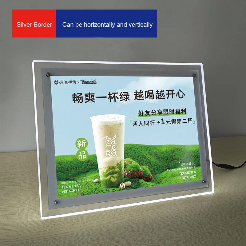 Односторонний настольный светодиодный световой короб 15,8x23,6 дюйма, дисплеи лайтбокса для кафе, чая, розничных магазинов
Односторонний настольный светодиодный световой короб 15,8x23,6 дюйма, дисплеи лайтбокса для кафе, чая, розничных магазинов