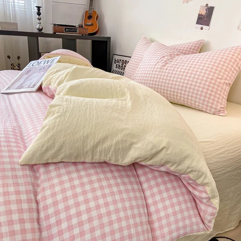 3/4pcs Skin-friendly Quilt Cover Plaid Style Duvet Covers Double Side Bed Cover Постельное Белье Home Comforter Covers
3/4pcs Skin-friendly Quilt Cover Plaid Style Duvet Covers Double Side Bed Cover Постельное Белье Home Comforter Covers