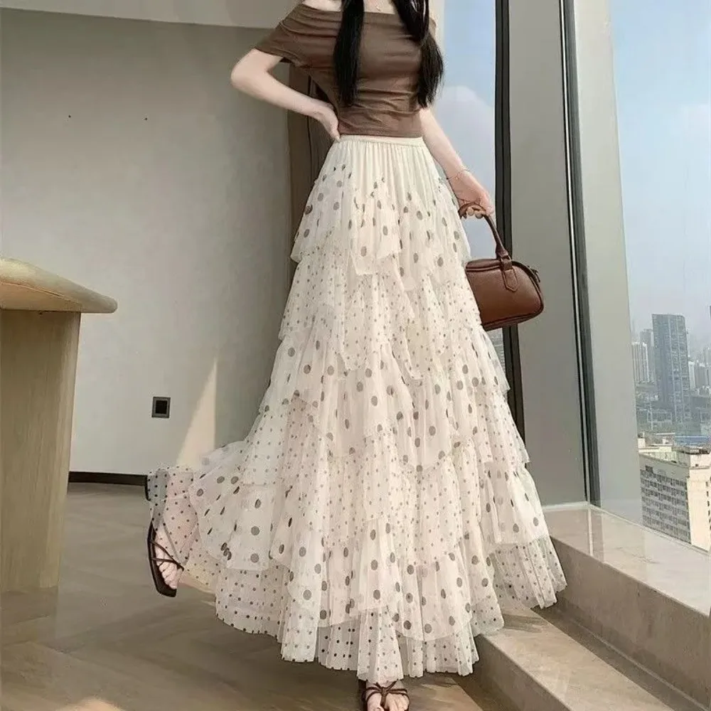 Women's French Graceful Dot Mesh Layers Skirts Korean Lady Summer Fashion Ball Gown 2026 New Daily Joker Clothing Female
Women's French Graceful Dot Mesh Layers Skirts Korean Lady Summer Fashion Ball Gown 2026 New Daily Joker Clothing Female