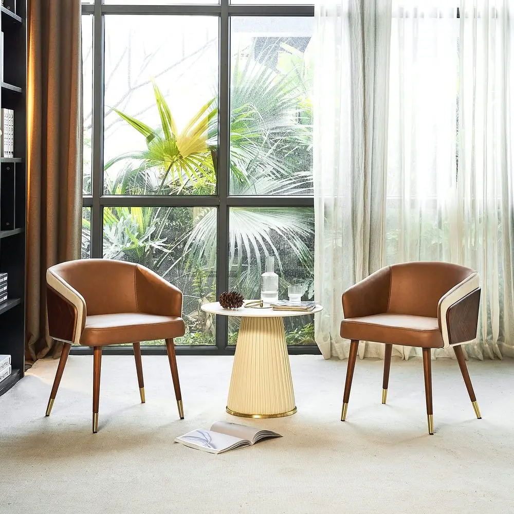 Dinning Mid Century Modern Chairs Set of 2,Faux Leather Upholstered Accent Arm Chairs,Beech Legs with Metal for Living Room,Din
Dinning Mid Century Modern Chairs Set of 2,Faux Leather Upholstered Accent Arm Chairs,Beech Legs with Metal for Living Room,Din