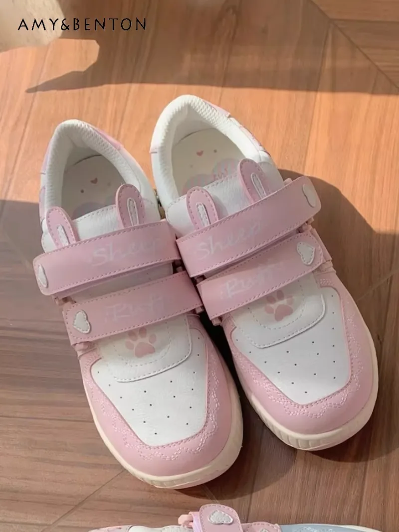 College Style Sweet Girl Cute Round Toe Velcro Thick Sole Shoes Women Lolita Style Rabbit Ears Patchwork Color Sneakers Students
College Style Sweet Girl Cute Round Toe Velcro Thick Sole Shoes Women Lolita Style Rabbit Ears Patchwork Color Sneakers Students