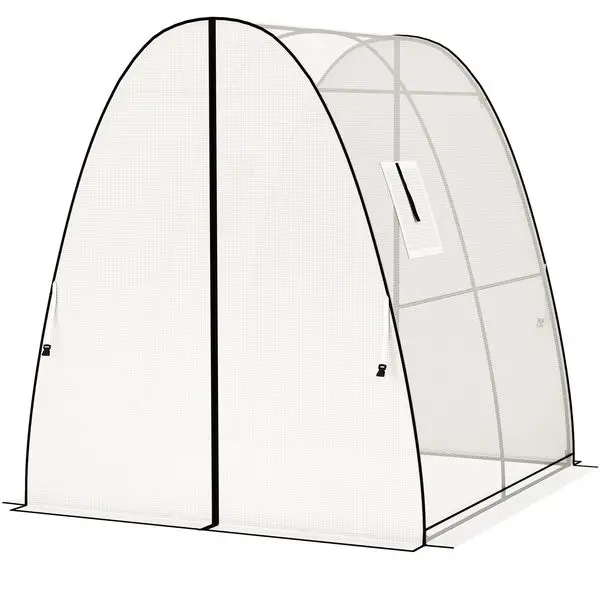Tunnel Hoop House Greenhouse with Sandbags and Hemmed PE Cover, 2 Doors and Screen Windows, 6' x 6' x 6.6', White
Tunnel Hoop House Greenhouse with Sandbags and Hemmed PE Cover, 2 Doors and Screen Windows, 6' x 6' x 6.6', White