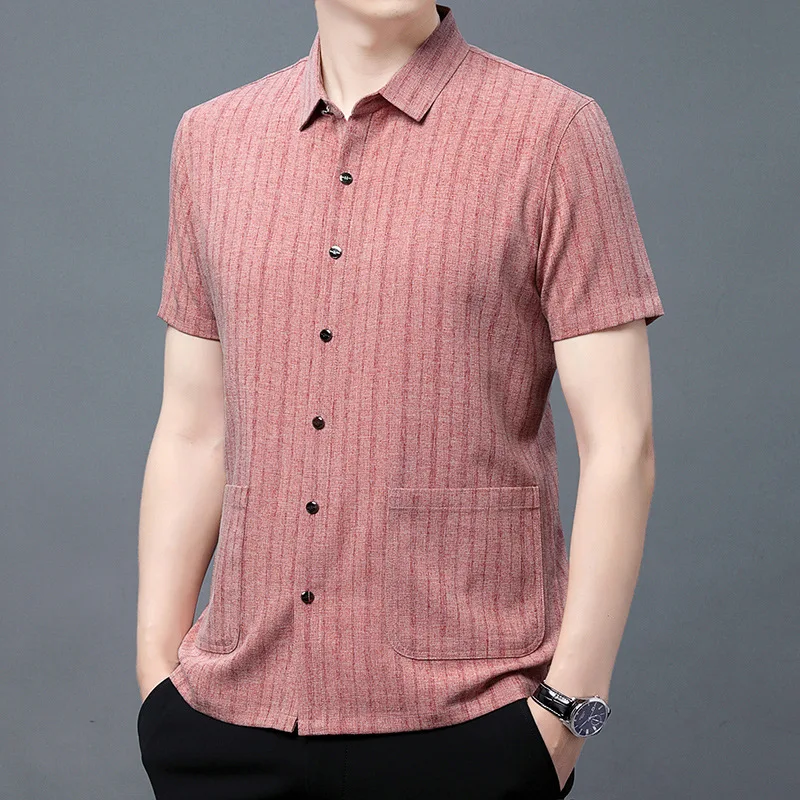 2023 Men's Summer New Linen Short-Sleeved Shirt Business Casual Striped Fashion Thin Shirt
2023 Men's Summer New Linen Short-Sleeved Shirt Business Casual Striped Fashion Thin Shirt