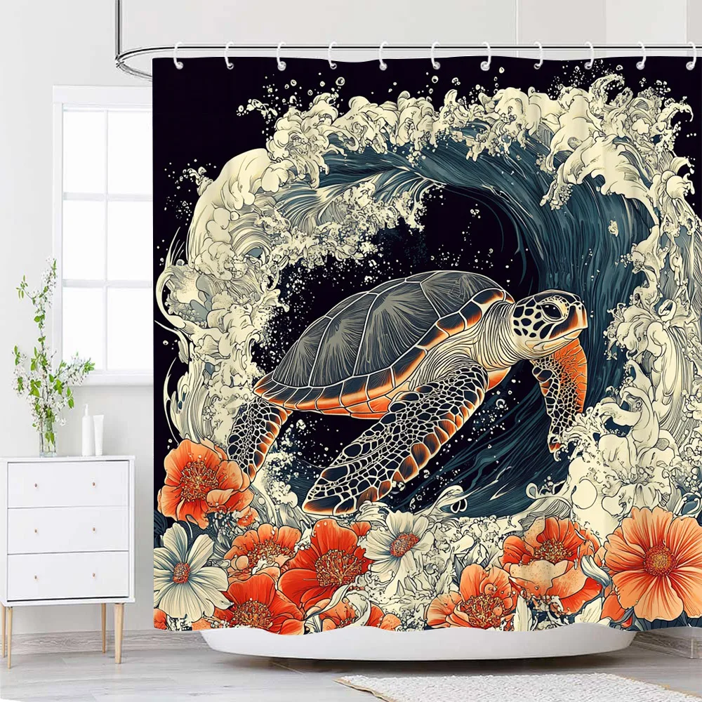 1 шт. японская занавеска для душа в стиле морской черепахи укиё-э — яркие волны и геометрические узоры в ярких апельсинах, красных и темно-синих цветах
1 шт. японская занавеска для душа в стиле морской черепахи укиё-э — яркие волны и геометрические узоры в ярких апельсинах, красных и темно-синих цветах