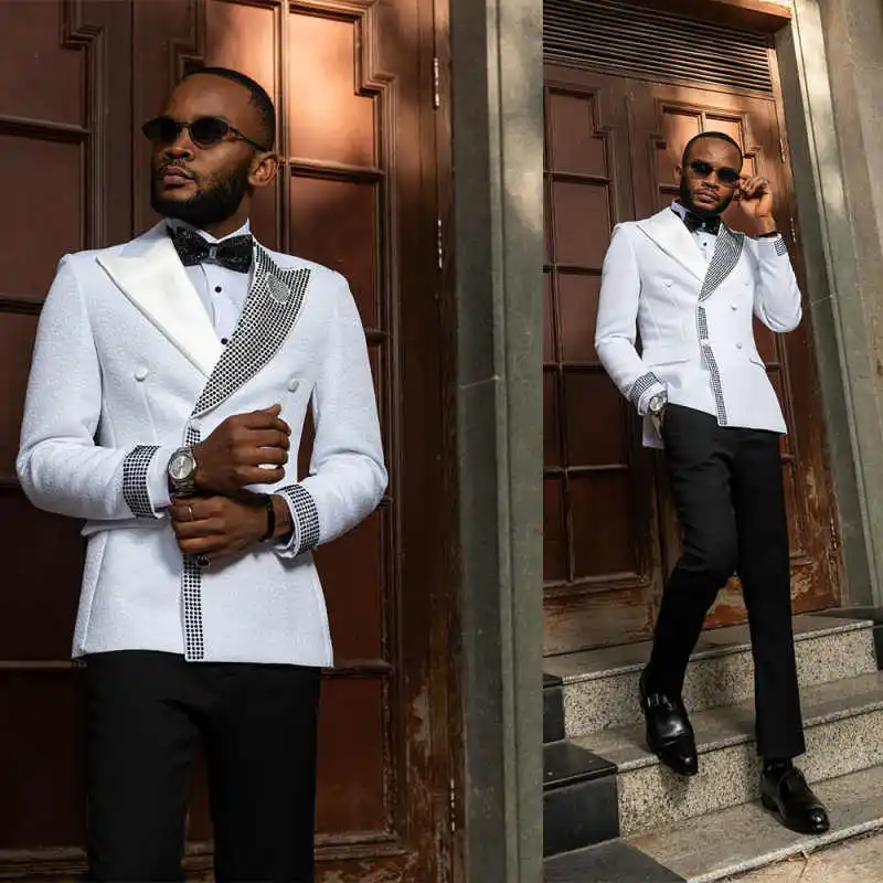 Luxury Men Suits For Wedding Peaked Slim Fit Lapel Double Breasted Tuxedos Groom Party 2 Pcs Blazer Pants Customized Suit
Luxury Men Suits For Wedding Peaked Slim Fit Lapel Double Breasted Tuxedos Groom Party 2 Pcs Blazer Pants Customized Suit