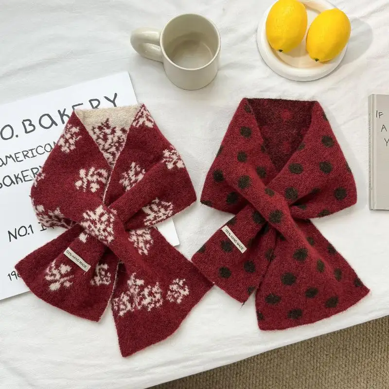 Autumn Winter Cross Knitted Scarf Short Women's Warm Scarf Fashion Retro Red Color New Year Scarf Neck Cover
Autumn Winter Cross Knitted Scarf Short Women's Warm Scarf Fashion Retro Red Color New Year Scarf Neck Cover