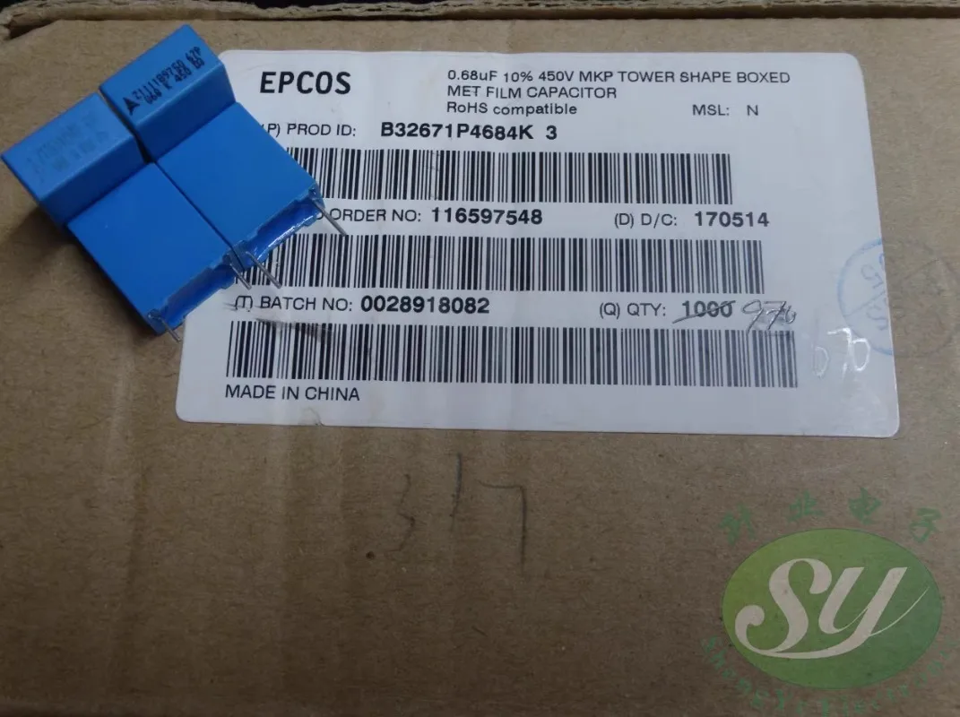 10 шт. EPCOS 0,68 мкФ/450 В 680nf u68 684 новый пленочный конденсатор 10 мм B32671P4684K
10 шт. EPCOS 0,68 мкФ/450 В 680nf u68 684 новый пленочный конденсатор 10 мм B32671P4684K