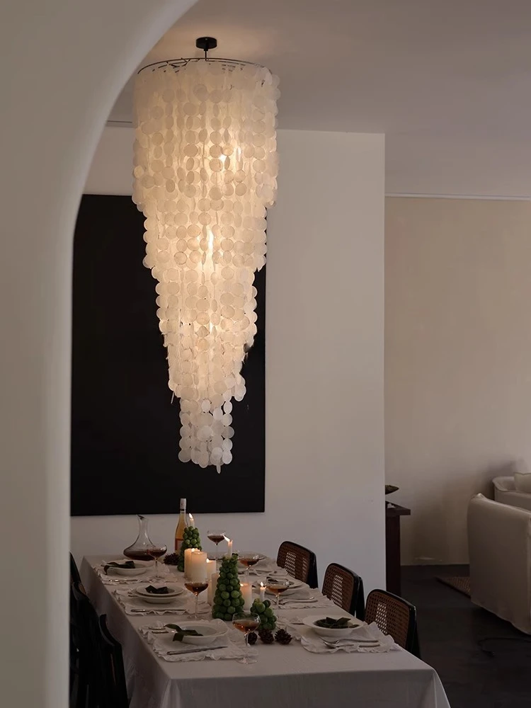 Creative natural shell wind chimes chandelier villa duplex homestay residential restaurant stairs bedroom ambient light 
Creative natural shell wind chimes chandelier villa duplex homestay residential restaurant stairs bedroom ambient light