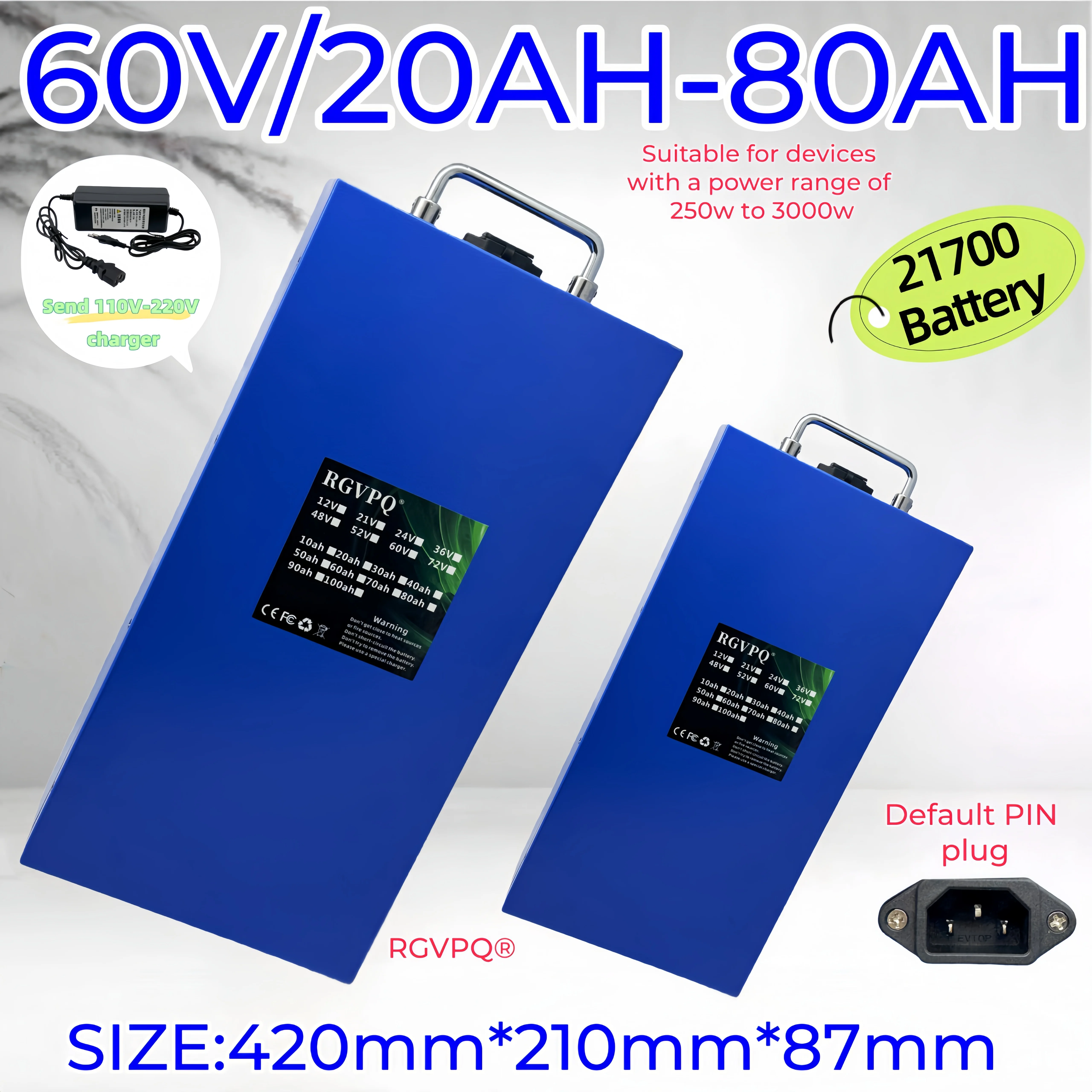 60V Harley electric vehicle 21700 lithium-ion battery,20AH-80Ah, x in stock, applicable for foldable Citycoco scooters, bicycles
60V Harley electric vehicle 21700 lithium-ion battery,20AH-80Ah, x in stock, applicable for foldable Citycoco scooters, bicycles