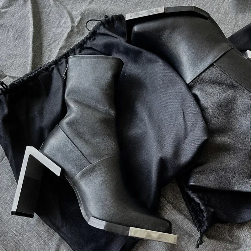 Black Square Toe Metal Shaped Heel Ankle Boots Woman Winter 2026 Rear Zipper Elastic Thin Boots High Heel Shoes for Women 8Cm
Black Square Toe Metal Shaped Heel Ankle Boots Woman Winter 2026 Rear Zipper Elastic Thin Boots High Heel Shoes for Women 8Cm