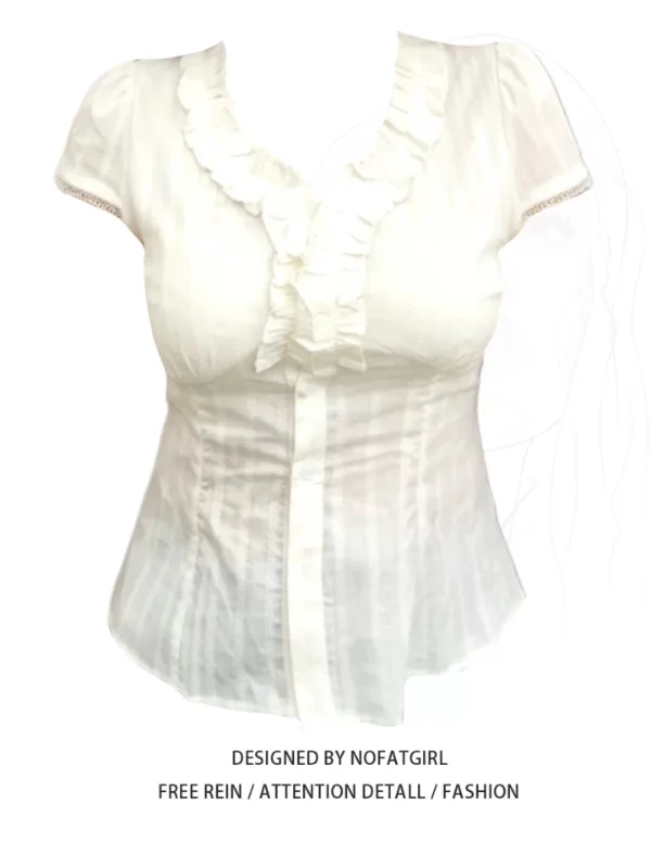 plus Size Women's Pure Desire Style V-Neck Short Sleeve Shirt Lace Trim Breathable Korean Version Slim Fit Summer Top
plus Size Women's Pure Desire Style V-Neck Short Sleeve Shirt Lace Trim Breathable Korean Version Slim Fit Summer Top