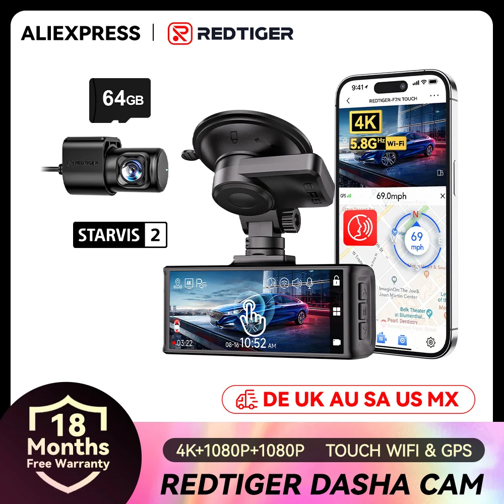 REDTIGER F7N TOUCH 4K Dash Camera Starvis 2 IMX675 5.8Ghz WIFI Car Cameras For Night Vision WDR From Front and Rear Dash Camera
REDTIGER F7N TOUCH 4K Dash Camera Starvis 2 IMX675 5.8Ghz WIFI Car Cameras For Night Vision WDR From Front and Rear Dash Camera