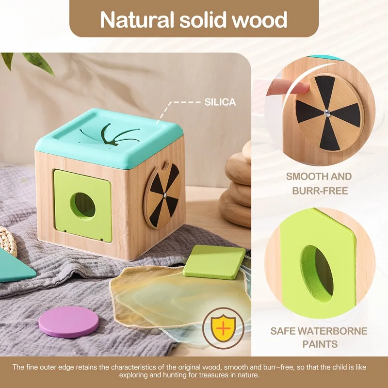 Multifunctional Wooden Montessori Toy Tissue Box Inspired Activity Cube to Develop Baby's Cognition and Logical Thinking
Multifunctional Wooden Montessori Toy Tissue Box Inspired Activity Cube to Develop Baby's Cognition and Logical Thinking