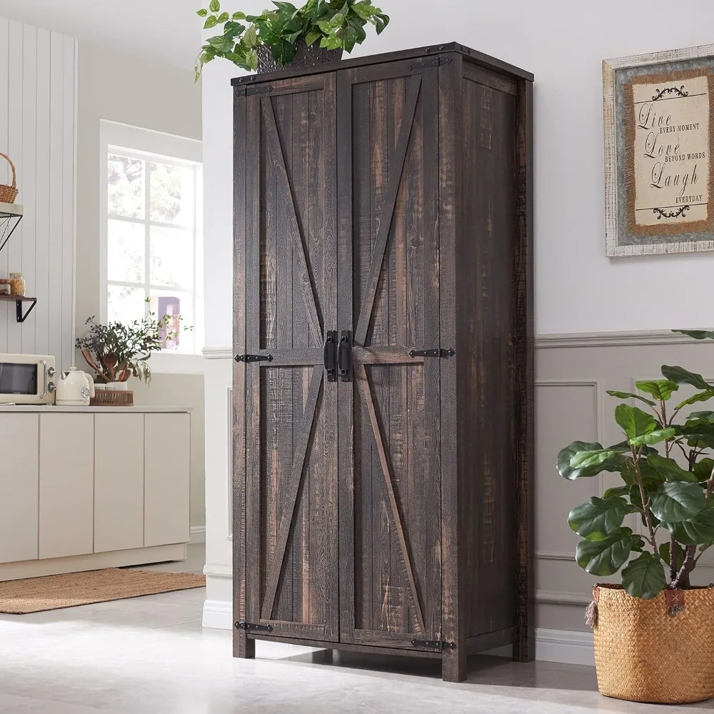 Storage Cabinet, 32'' Farmhouse Armoire w/Adjustable Shelves, Rustic Pantry w/2 Barn Doors & Hanging Rod, Versatile Storage for
Storage Cabinet, 32'' Farmhouse Armoire w/Adjustable Shelves, Rustic Pantry w/2 Barn Doors & Hanging Rod, Versatile Storage for
