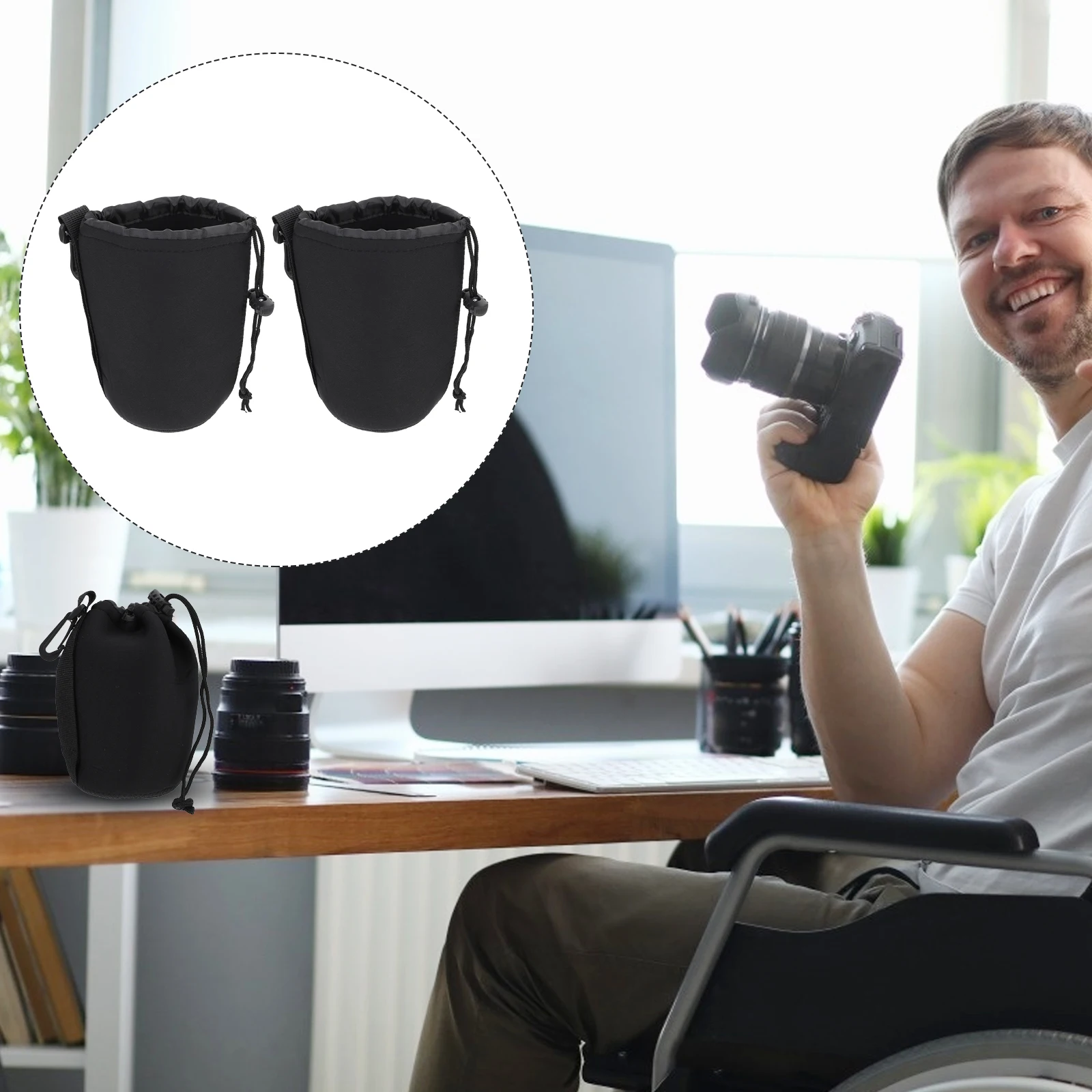 2pcs Lens Drawstring Pouch Neoprene Case 15cm Length 10cm Diameter Camera Lens Case Bag DSLR Travel Camera Storage 
2pcs Lens Drawstring Pouch Neoprene Case 15cm Length 10cm Diameter Camera Lens Case Bag DSLR Travel Camera Storage