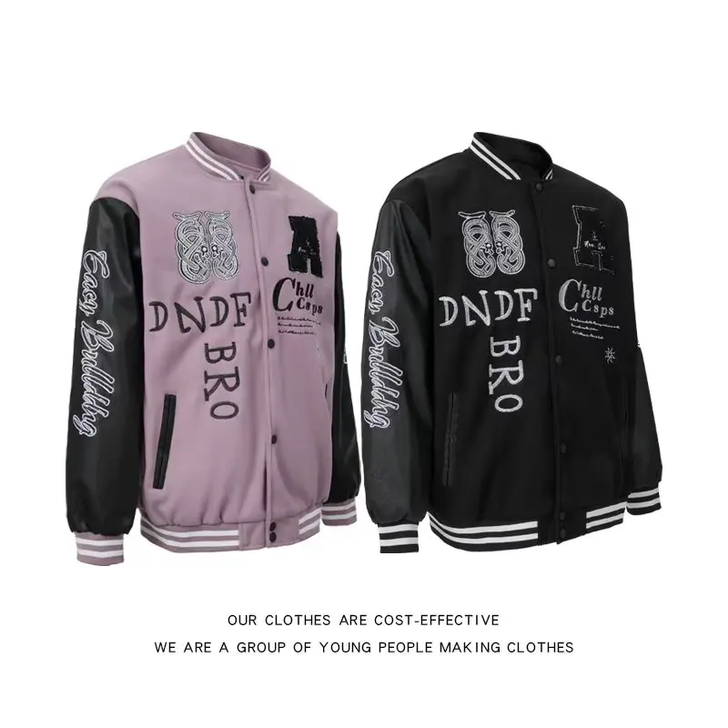 Ретро-американский бейсбольный жакет с вышивкой, свободный крой, высокий воротник, модная уличная одежда для пар
Ретро-американский бейсбольный жакет с вышивкой, свободный крой, высокий воротник, модная уличная одежда для пар