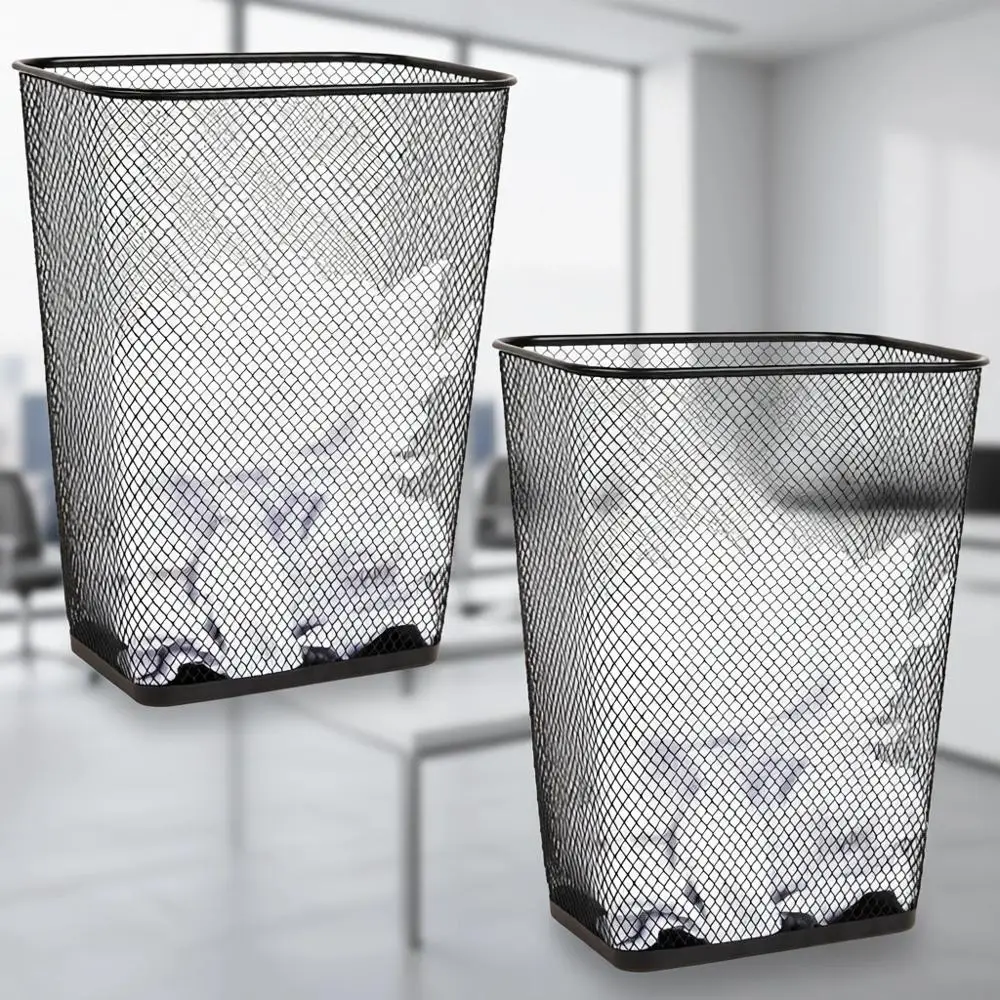 10 Gallon Metal Mesh Wastepaper Bins, Non-Slip, Solid Bottom, Set of 2, Black for Office and Home
10 Gallon Metal Mesh Wastepaper Bins, Non-Slip, Solid Bottom, Set of 2, Black for Office and Home