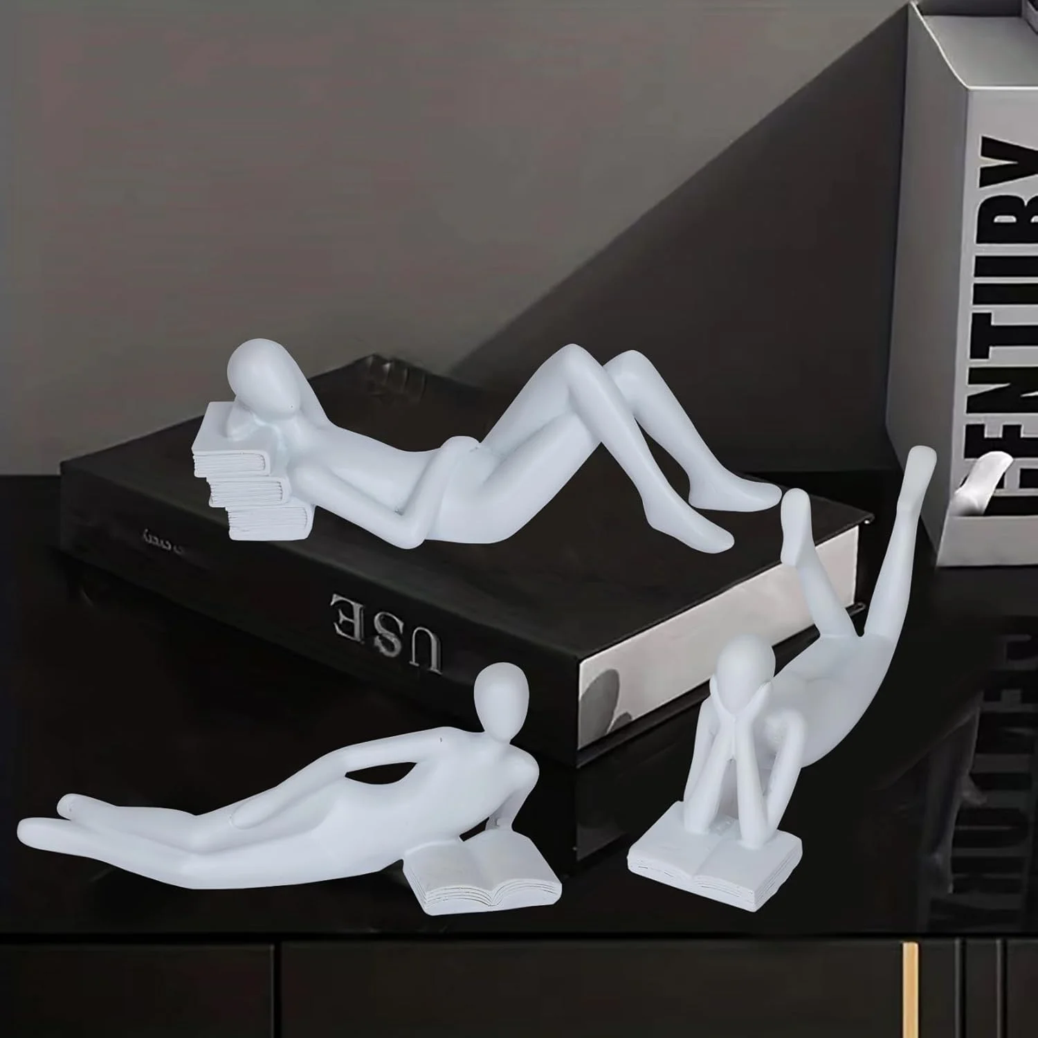 3Pcs Black Statue Decor Thinker Statue Lying Reading Women Figurine Decor Modern Abstract Sitting Sculpture and Resin Figurines
3Pcs Black Statue Decor Thinker Statue Lying Reading Women Figurine Decor Modern Abstract Sitting Sculpture and Resin Figurines