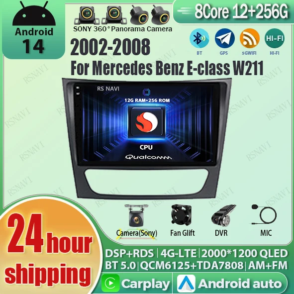 Android 14 Carplay Auto 2K Screen Car Radio Multimedia Player For Mercedes Benz E-class W211 2002 - 2008 2din Autoradio Stereo
Android 14 Carplay Auto 2K Screen Car Radio Multimedia Player For Mercedes Benz E-class W211 2002 - 2008 2din Autoradio Stereo