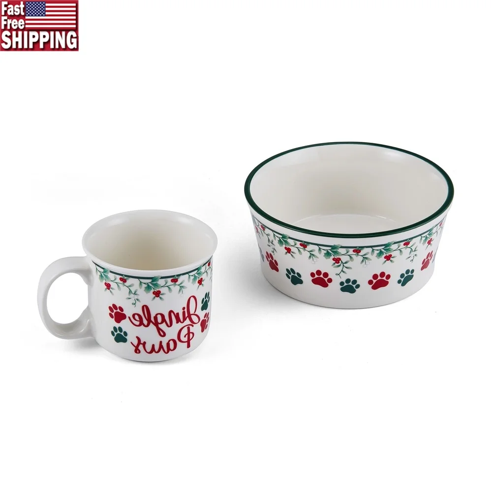 Winterberry Porcelain Mug and Pet Bowl Set 18oz Dogs Jingle Paws Accents Dishwasher Microwave Safe 2-Piece Holiday Gift
Winterberry Porcelain Mug and Pet Bowl Set 18oz Dogs Jingle Paws Accents Dishwasher Microwave Safe 2-Piece Holiday Gift