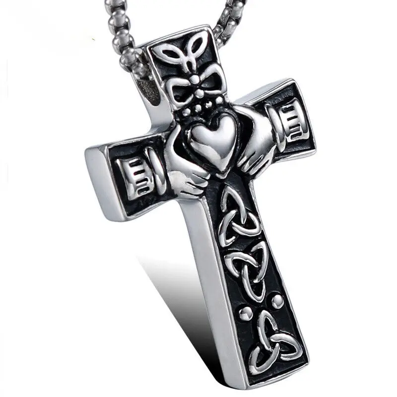 Vintage Stainless Steel Irish Celtic Trinity Knot Claddagh Cross Pendant Necklace Chain Accessories Free Shipping Items
Vintage Stainless Steel Irish Celtic Trinity Knot Claddagh Cross Pendant Necklace Chain Accessories Free Shipping Items