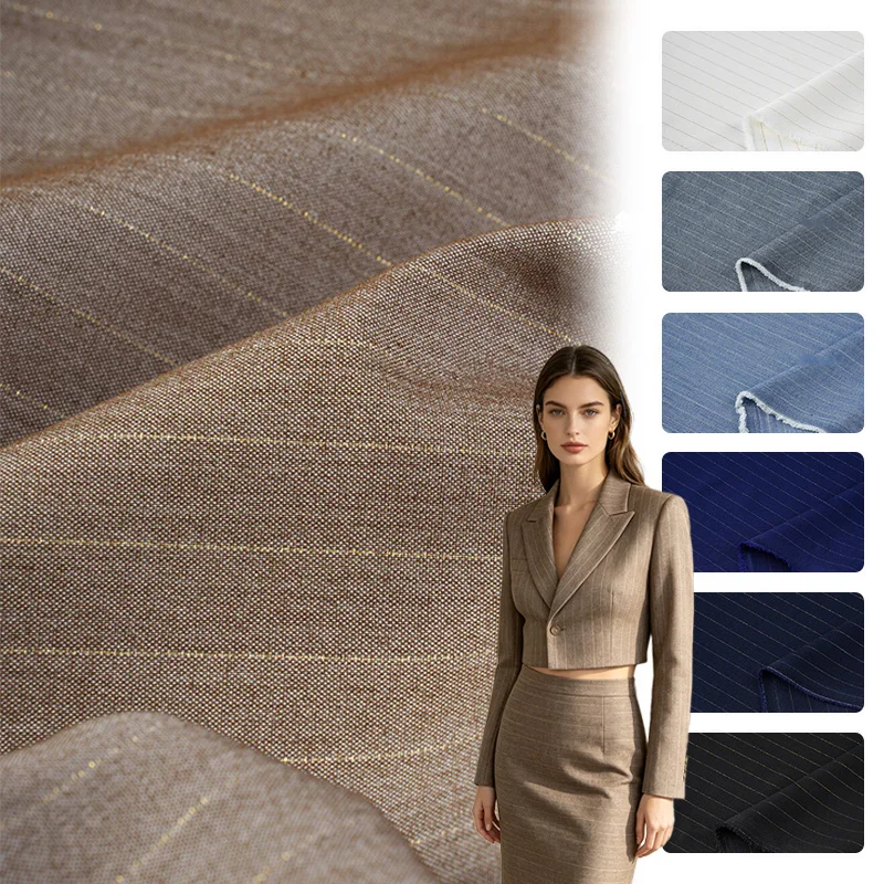 100x150cmCotton Glitter Pinstripe Suit Fabric Thin Metallic Gold Stripe Cloth for Blazer Dress Uniform Garment Sewing Material
100x150cmCotton Glitter Pinstripe Suit Fabric Thin Metallic Gold Stripe Cloth for Blazer Dress Uniform Garment Sewing Material