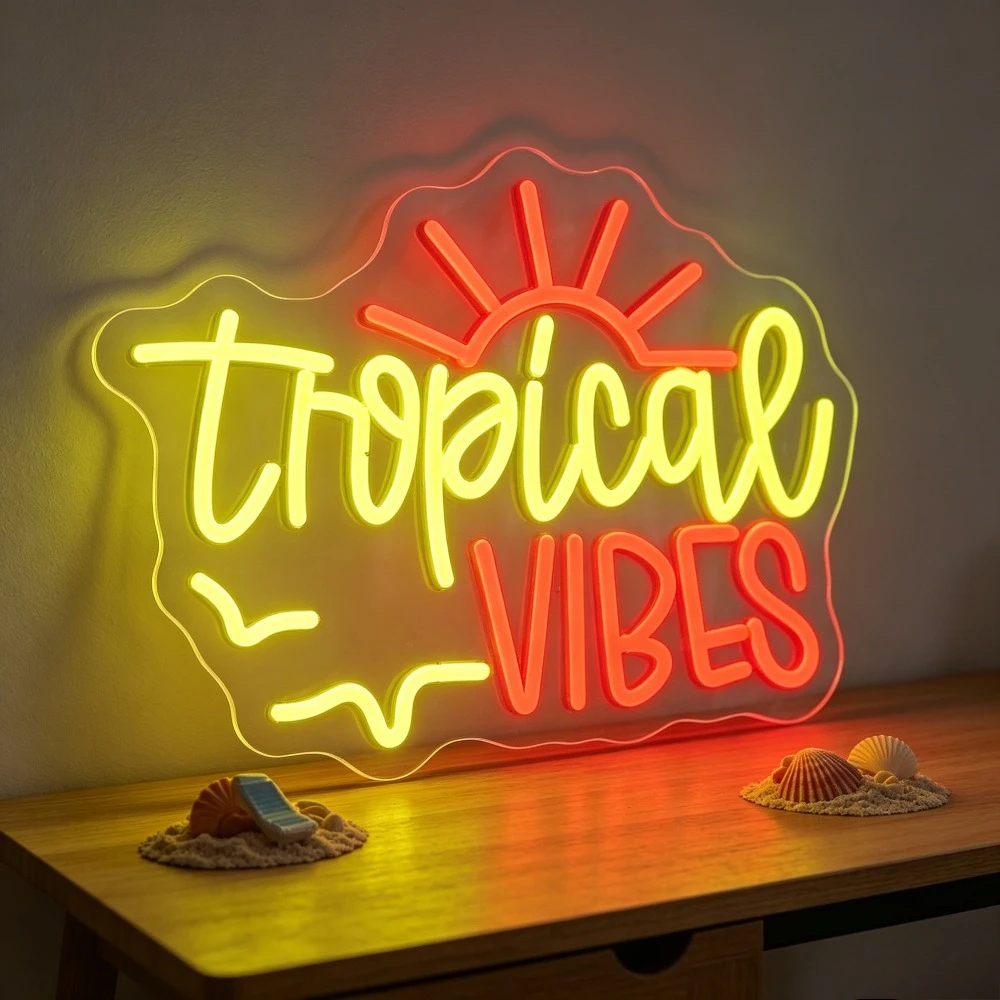 Tropical Vibes Neon Sign LED Night Light Summer Beach Wall Art USB Rechargeable Decor for Home Bar Patio Vacation Party Gift
Tropical Vibes Neon Sign LED Night Light Summer Beach Wall Art USB Rechargeable Decor for Home Bar Patio Vacation Party Gift