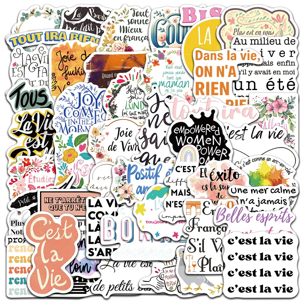 50pcs Funny Cartoon French Motivational Phrases Positive Stickers For Luggage Guitar Phone Bicycle Laptop Waterproof Vinyl Decal
50pcs Funny Cartoon French Motivational Phrases Positive Stickers For Luggage Guitar Phone Bicycle Laptop Waterproof Vinyl Decal