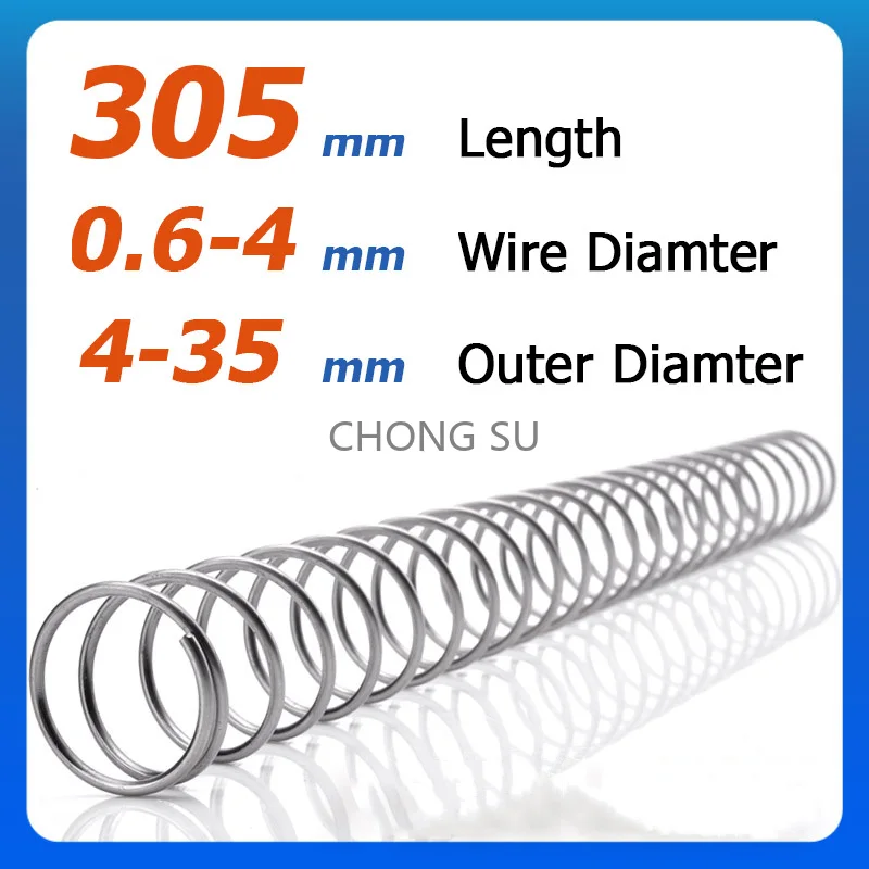 1pcs 304 Stainless Steel Spring Steel Y-shaped Compression Spring Wire Dia 0.6-4mm OD 4/6/8/10/12/14/16/18/20-35mm Length 305mm
1pcs 304 Stainless Steel Spring Steel Y-shaped Compression Spring Wire Dia 0.6-4mm OD 4/6/8/10/12/14/16/18/20-35mm Length 305mm