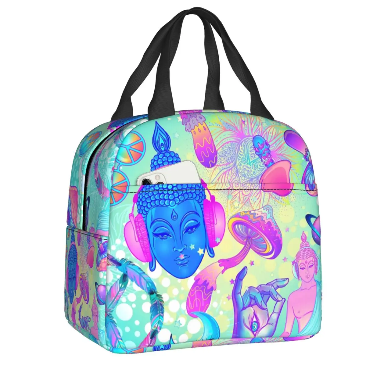 Термоизолированные сумки для обедов с психоделическим принтом в виде волшебных грибов, женские портативные сумки-тоут с причудливым узором для хранения еды
Термоизолированные сумки для обедов с психоделическим принтом в виде волшебных грибов, женские портативные сумки-тоут с причудливым узором для хранения еды