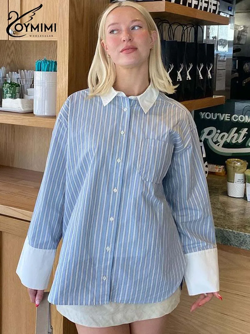 Oymimi Fashion Blue Patchwork Women's Shirt Elegant Turn-Down Collar Long Sleeve Blouses Casual Button Pockets Shirts Streetwear
Oymimi Fashion Blue Patchwork Women's Shirt Elegant Turn-Down Collar Long Sleeve Blouses Casual Button Pockets Shirts Streetwear