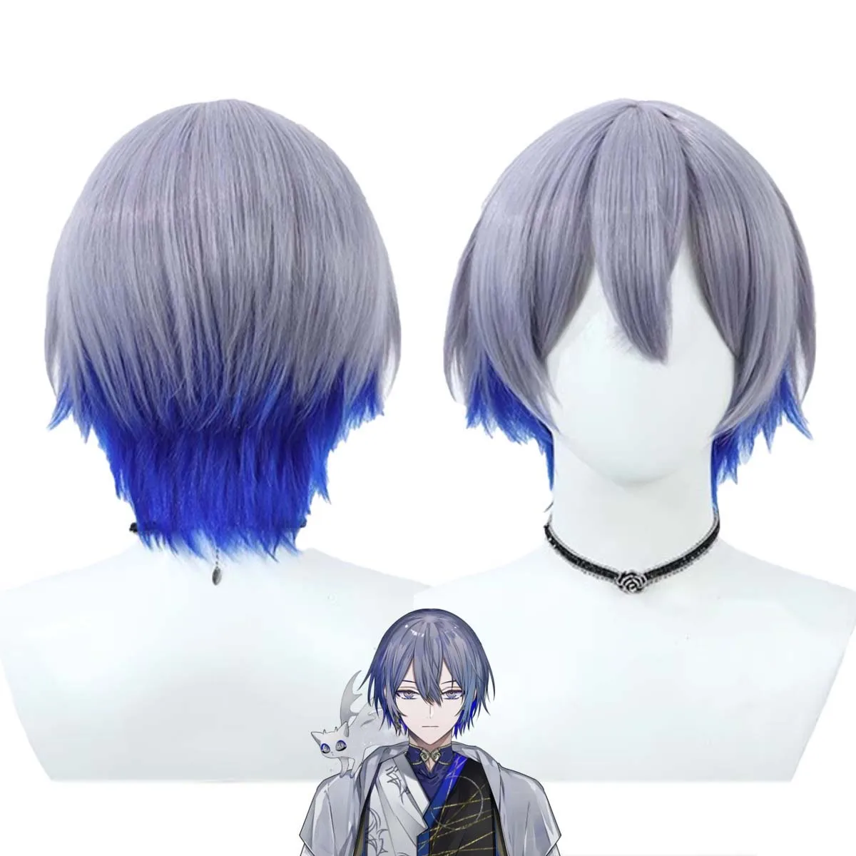 Halloween Party men Costume Accessory Nijisanji VTuber Koyanagi Rou Cosplay Gray Blue hair Wig
Halloween Party men Costume Accessory Nijisanji VTuber Koyanagi Rou Cosplay Gray Blue hair Wig