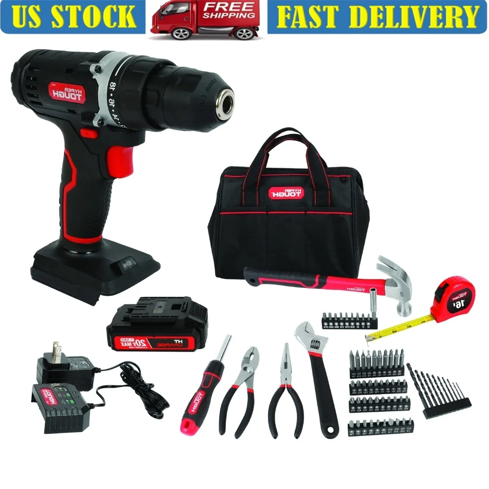 20V Max 1.5AH 70-Piece DIY Project Kit Cordless Drill Battery Charger Built-in LED Light Keyless Chuck 18 1 Torque Settings
20V Max 1.5AH 70-Piece DIY Project Kit Cordless Drill Battery Charger Built-in LED Light Keyless Chuck 18 1 Torque Settings