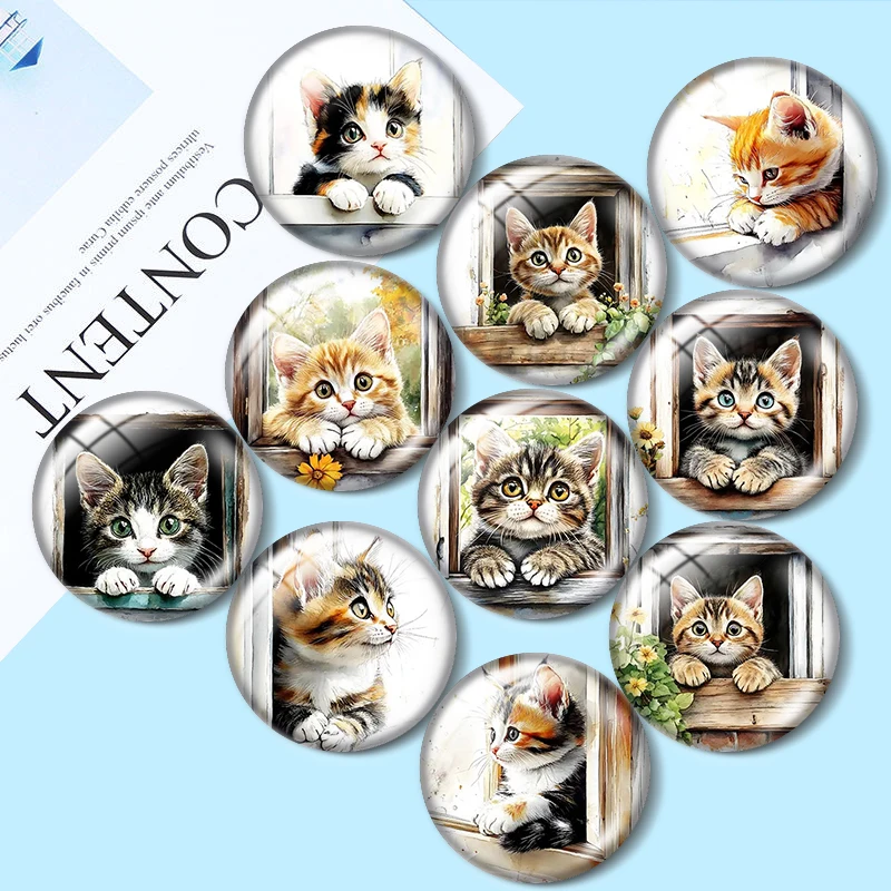 Watercolor Quirky Cat 10pcs 12mm/18mm/20mm/25mm Round photo glass cabochon demo flat back Making findings
Watercolor Quirky Cat 10pcs 12mm/18mm/20mm/25mm Round photo glass cabochon demo flat back Making findings