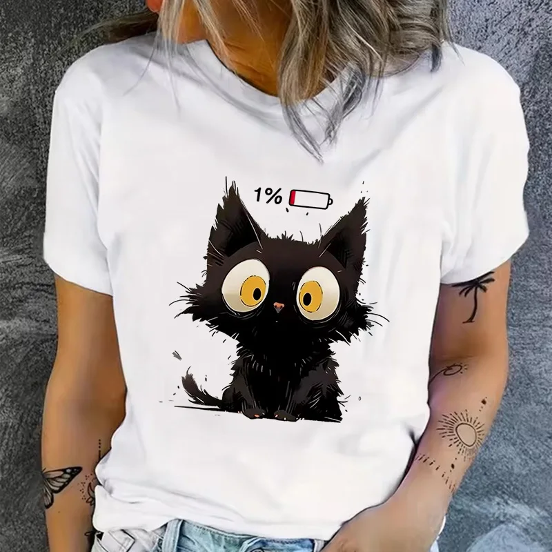 Graphic Casual Fashion Tshirt Summer Kitten Crew Neck Short Sleeve T-shirt Clothes Girls Anime Black Cat Print T Shirt for Women
Graphic Casual Fashion Tshirt Summer Kitten Crew Neck Short Sleeve T-shirt Clothes Girls Anime Black Cat Print T Shirt for Women