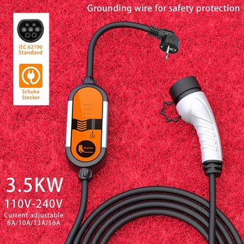 Feyree 휴대용 EV 충전기 Type2 IEC62196-2 16A EVSE 충전 케이블 Type1 SAE J1772 EU 플러그 컨트롤러 월박스 전기 자동차용