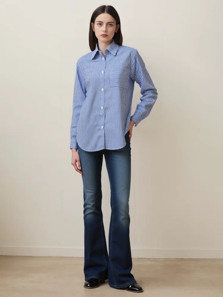 New Woman Korean Loose Shirt Classic Striped Spring Autumn Blouses Shirt Lady Long Lantern Sleeve Stand Collar Loose Blusas Tops
New Woman Korean Loose Shirt Classic Striped Spring Autumn Blouses Shirt Lady Long Lantern Sleeve Stand Collar Loose Blusas Tops