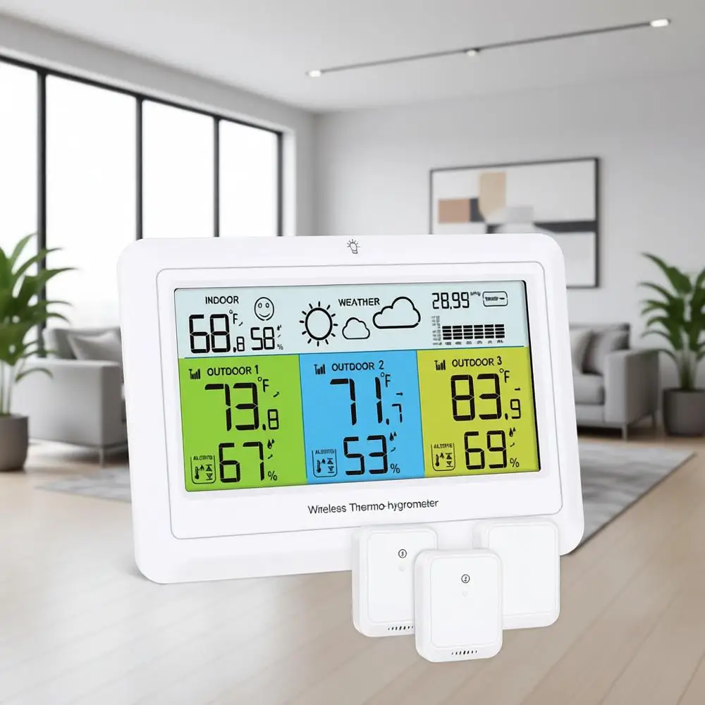 Беспроводная метеостанция для дома и улицы с 3 датчиками, цифровым термометром, измерителем влажности, барометром, подсветкой и прогнозом погоды
Беспроводная метеостанция для дома и улицы с 3 датчиками, цифровым термометром, измерителем влажности, барометром, подсветкой и прогнозом погоды