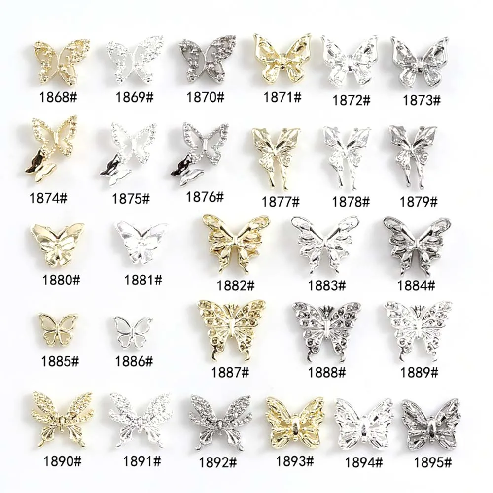 10 Pcs 3D Butterfly Alloy Nail Charms Gold/Silver Zircon Bow-knot Rhinestone Nail Jewelry Hollow Nail Art Decoration Accessories
10 Pcs 3D Butterfly Alloy Nail Charms Gold/Silver Zircon Bow-knot Rhinestone Nail Jewelry Hollow Nail Art Decoration Accessories