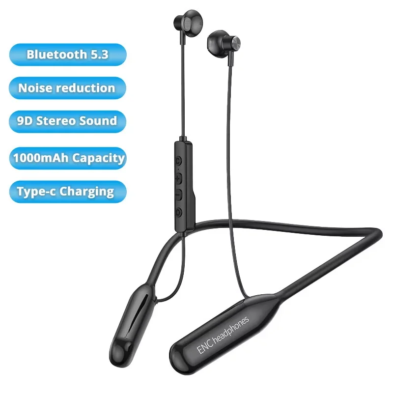 Half In Ear Style Neckband Headphones 100h Battery Life Waterproof Sports Wireless Earphones Noise Reduction Earbuds HIFI stereo
Half In Ear Style Neckband Headphones 100h Battery Life Waterproof Sports Wireless Earphones Noise Reduction Earbuds HIFI stereo