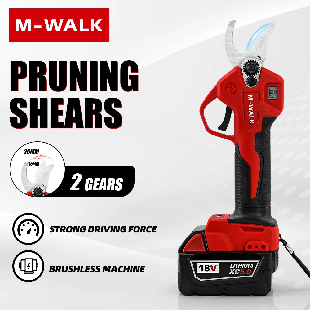 M-WALK Brushless Electric Pruning Shears Garden Tool With LED Display Cordless Scissors Fruit Tree For 18V Milwaukee Battery Pin
M-WALK Brushless Electric Pruning Shears Garden Tool With LED Display Cordless Scissors Fruit Tree For 18V Milwaukee Battery Pin