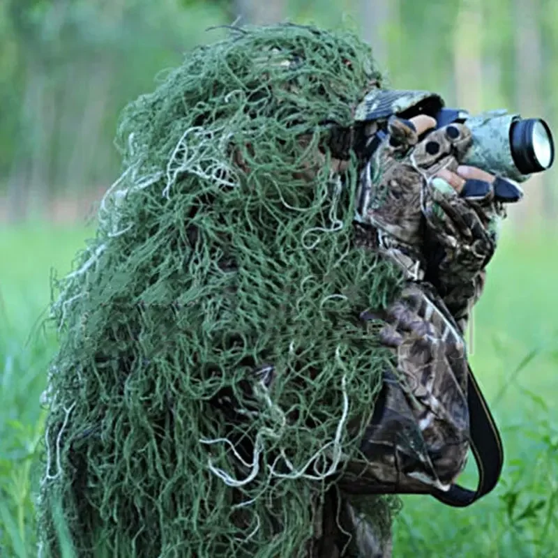 Outdoor Military Jungle Camouflage Net Hat Hunting Clothes Ghillie Suit Hat Caps for Sniper Hunt Deer 80x90cm Tactical Uniform
Outdoor Military Jungle Camouflage Net Hat Hunting Clothes Ghillie Suit Hat Caps for Sniper Hunt Deer 80x90cm Tactical Uniform